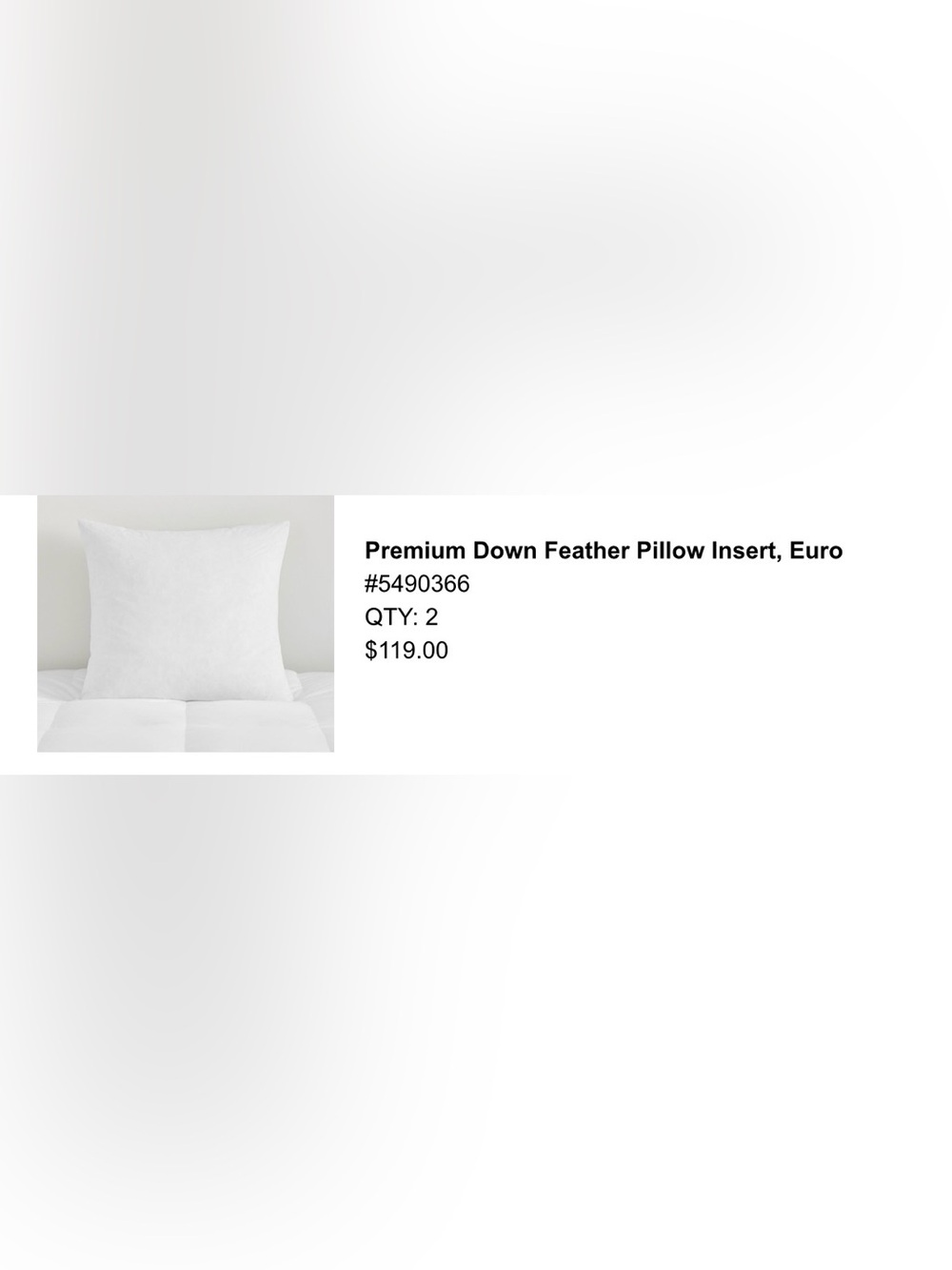 Pottery Barn White Premium Down Feather Euro Pillow Insert - Set of 3